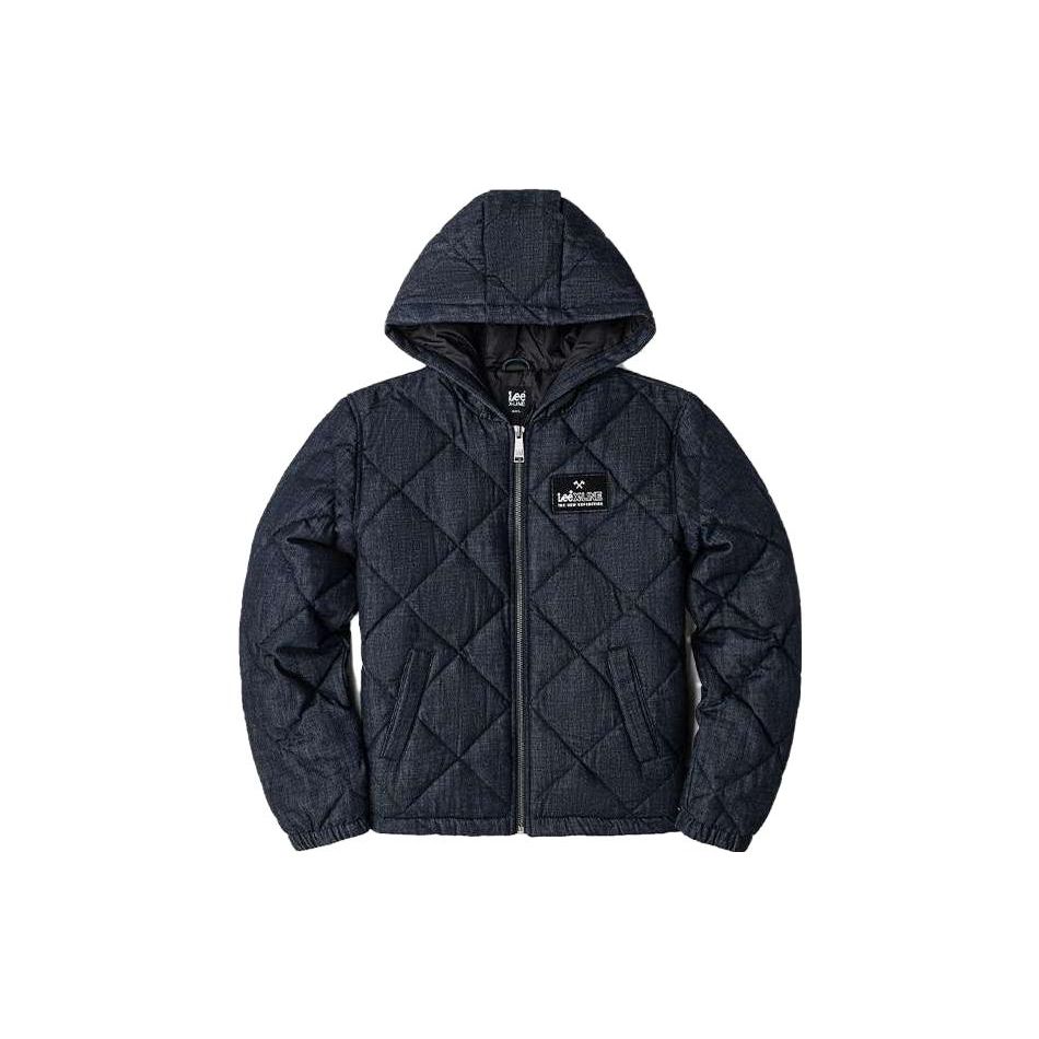 Lee Solid Color Zipper Hooded Duck Down Warm Down Jacket Men outerwear Dark-Blue LMT0017442HG00F-898L00