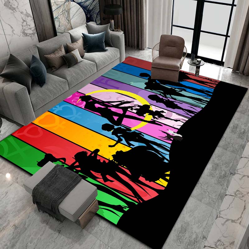 3D printed Sailor Moon pattern rug, large-area non-slip washable rug,, suitable for bedroom home décor.22