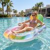 Colorful Sequin Reclining Water Lounger: Inflatable PVC Mesh Pool Float for One