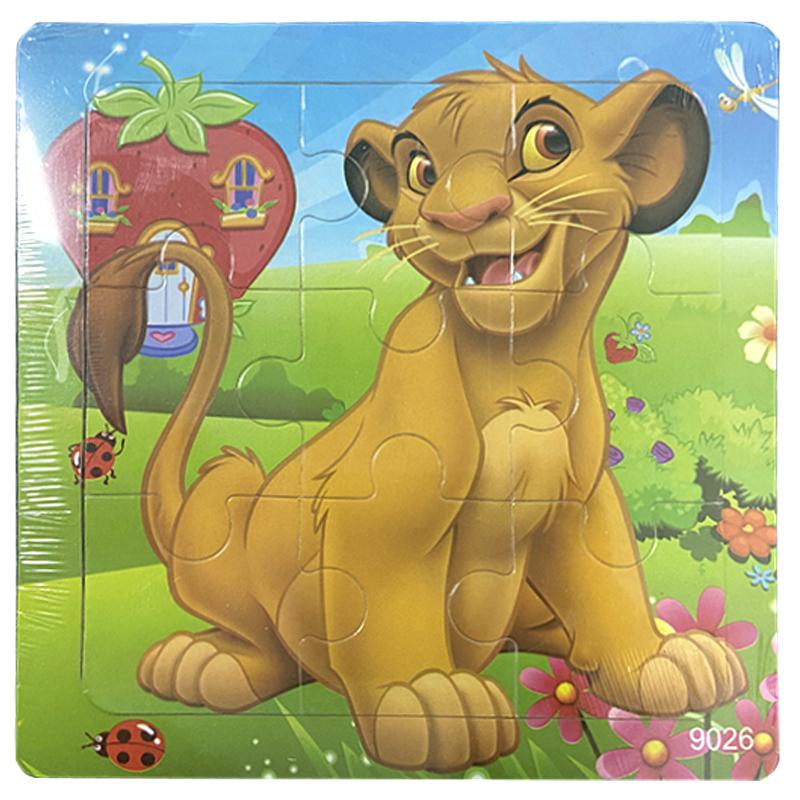 9pcs Kids Wooden Animal Puzzle Cute Cartoon Animal Puzzle Toys Early Educational Montessori Toys for Children