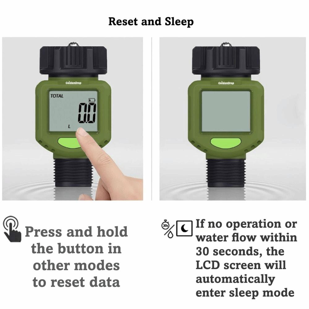 Brass Inlet Water Consumption Test Meter IPX6 Waterproof Digital Water Meter  Tank Filling