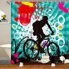 Dirt Bike Shower Curtain Boys Bathroom Bathtubs Motocross Rider Extreme Sports Bath Mountain Curtains Polyester Perfect For