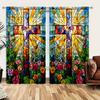 2pcs Stained Glass of the Church Printed Curtain for Home Decor - Rod Pocket Window Treatment for Bedroom   Office   Kitchen