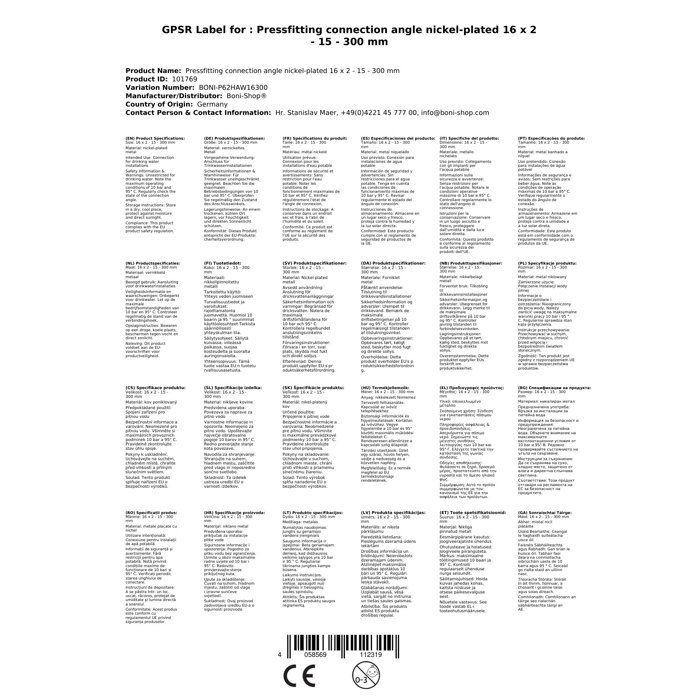 Pressverbinder 16mm, Winkel, Mehrschichtig, Boni-Shop