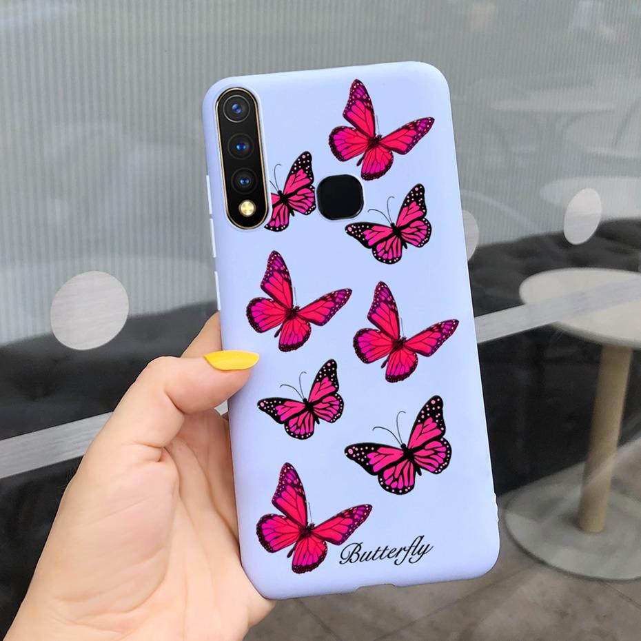For Vivo Y19 2019 Case Cute Beautifly Flower Butterlfy Phone Cover For Vivo Y19 Y 19 1915 Black Silicone Soft TPU Case Bumper