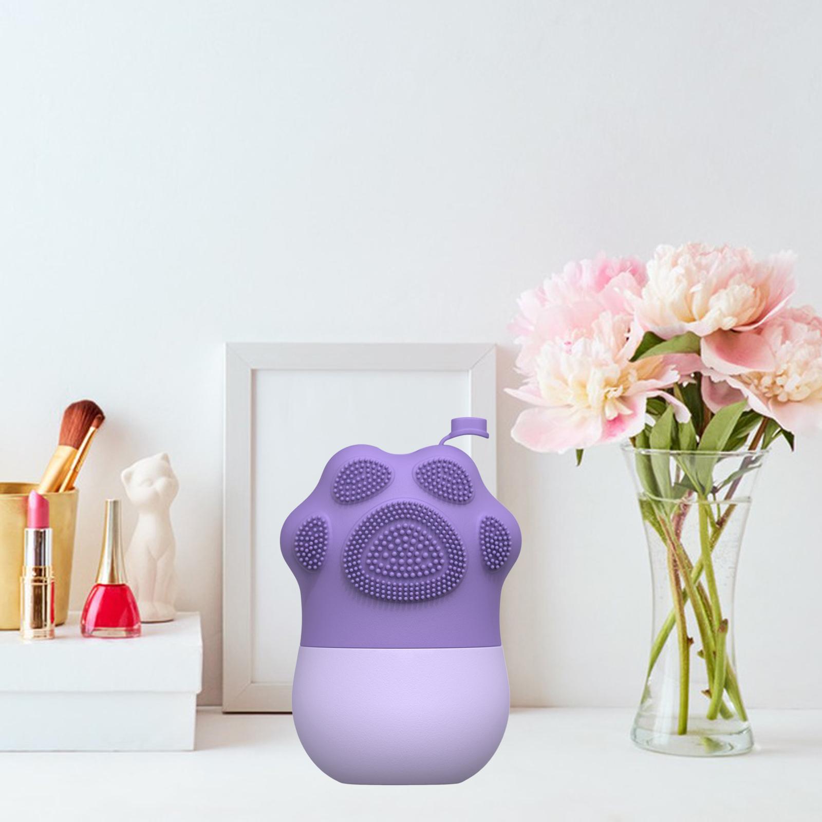 

Silicone Ice Holder Facial Roller Massage Tool Cat Paw Shape for Face and Eye Neck Comfortable to Hold with Brush Reusable Cute фіолетовий