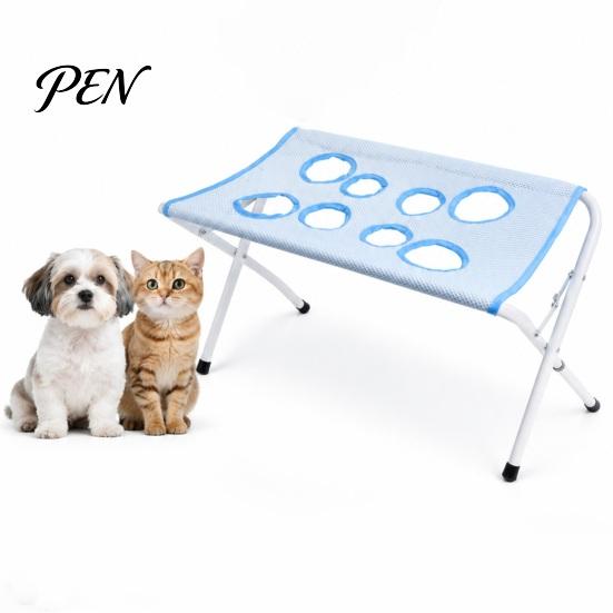 Small Dog Grooming Tool Pet Table with Foldable Stand, Adjustable Strap, Cat Hammock, 8-Hole Comfortable Station Washing for Bathing, Nail Trimming of