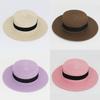 Color Square 20 Buckle Round Straw Hat Summer Travel Sunshade Cap Breathable
