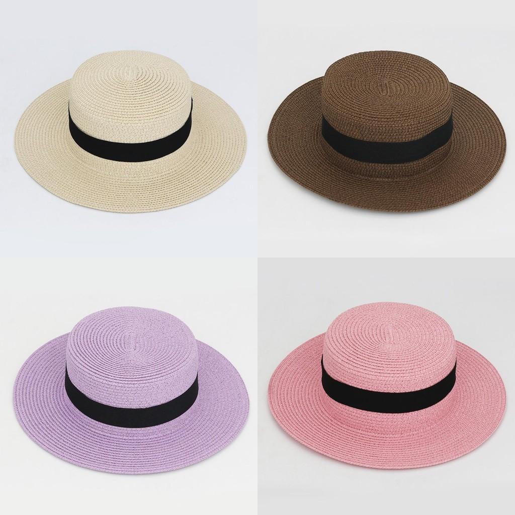 Color Square 20 Buckle Round Straw Hat Summer Travel Sunshade Cap Breathable