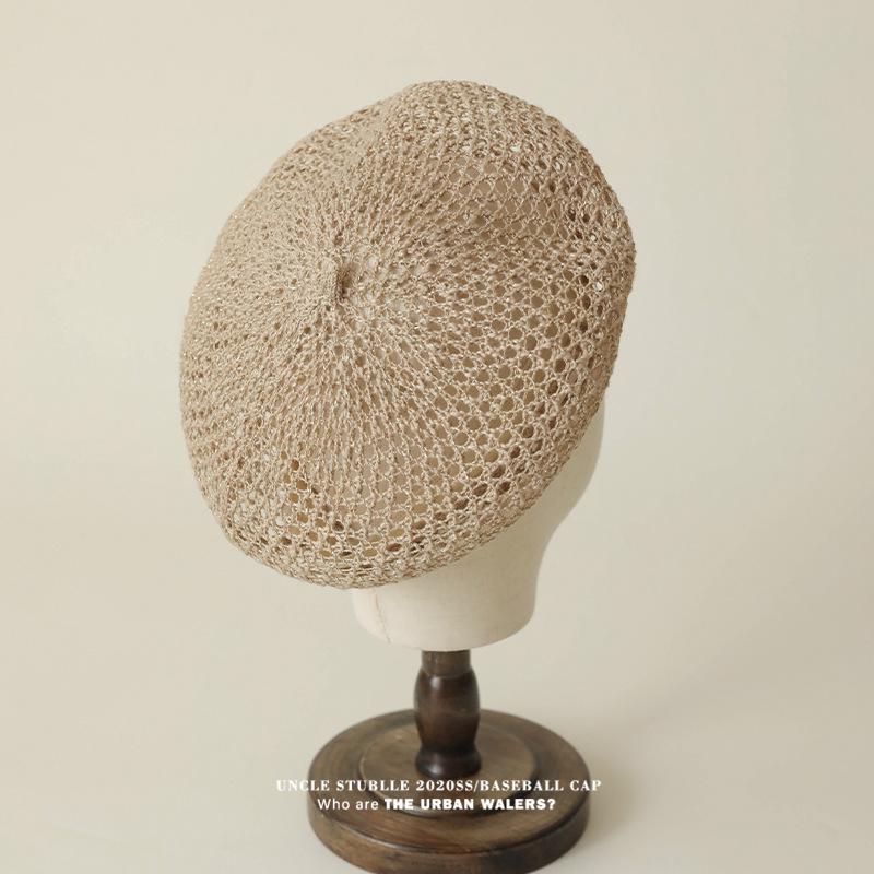 Artistic Niche Design Hollowed-out Beret for Girls - Versatile, Lightweight & Breathable Summer Painter Hat
