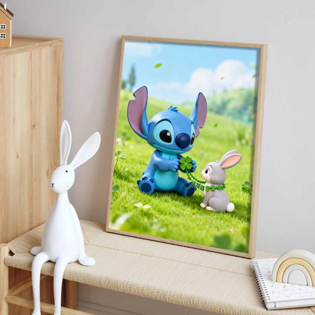 Disney 5D Diamond Painting Kit Stitch Lucky Clover Charm Necklace Home or Office Home Decor Art Diamond Painting Kit