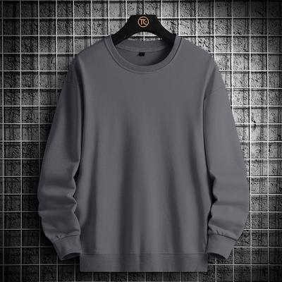 M-8XL Pure Cotton Round Neck Sweatshirt for Men and Women In Autumn Solid Color Loose Large Size Casual Sports Coat Long-sleeved T-shirt