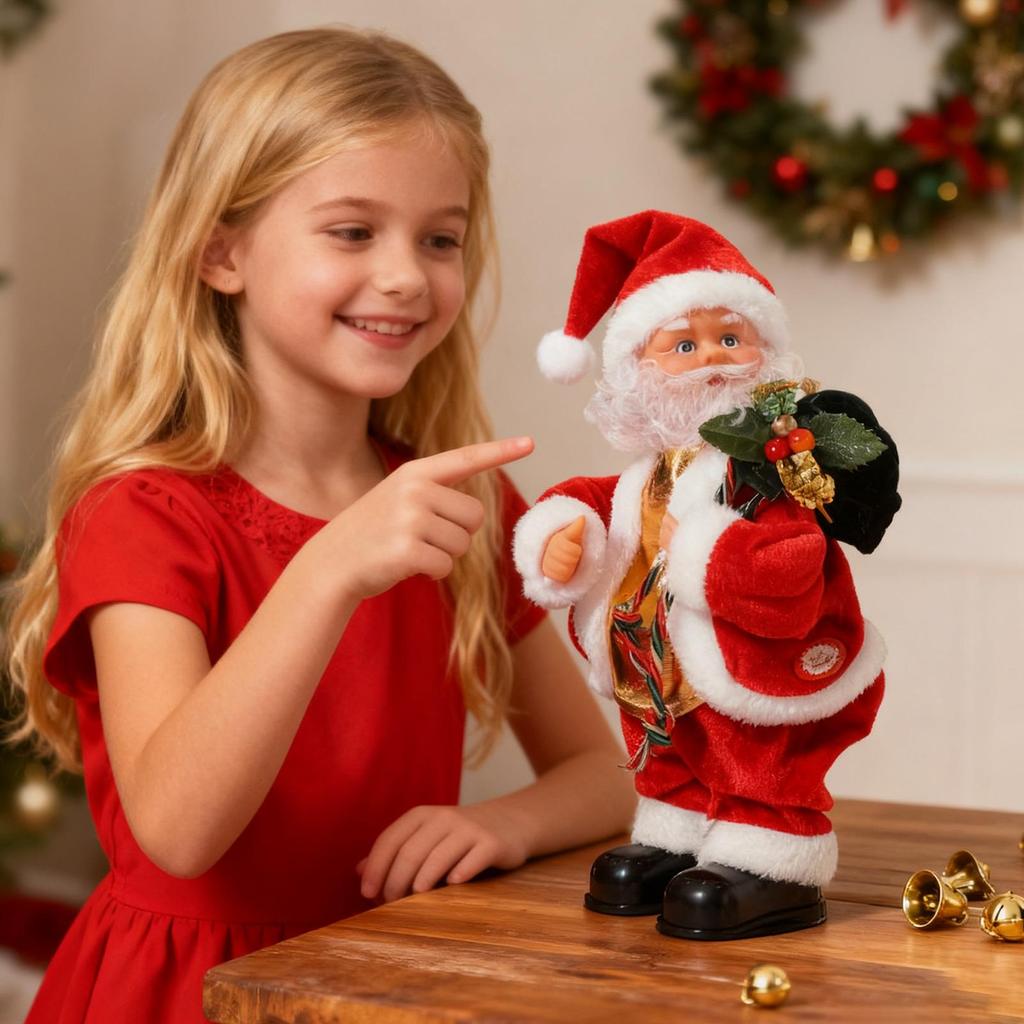 Statua di Babbo Natale Danzante Elettrica con Fianchi Oscillanti Musicali per Decorazione Casa di Natale Regali per Festa Festival Bambini Adulti