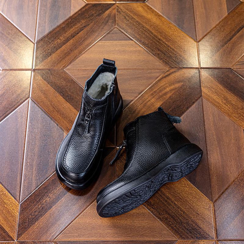 

The first layer of cowhide British leather short boots for women s autumn and winter new thick-soled Martin boots for women s thin front zipper casua 41