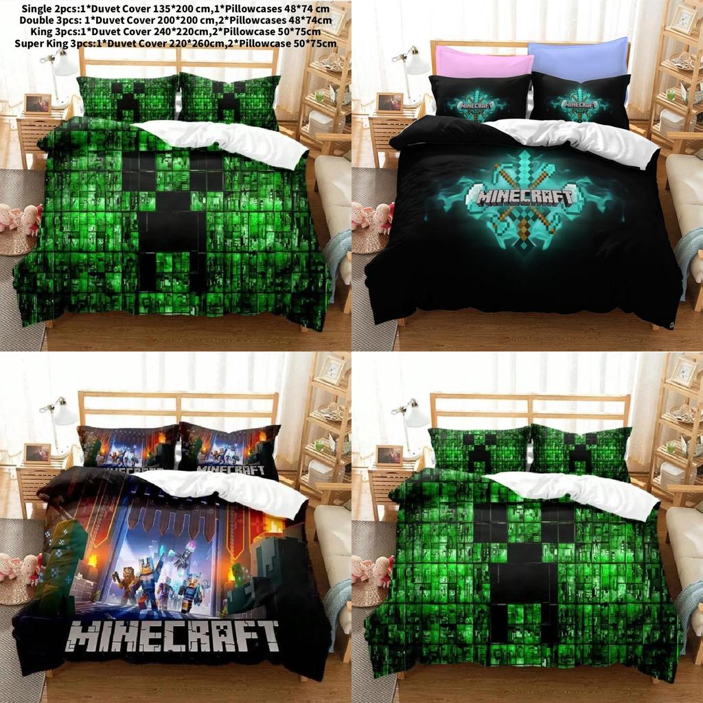 Minecraft Bedding Set With Cotton Fabric And Active Dye For 20m Bed Decor Gift