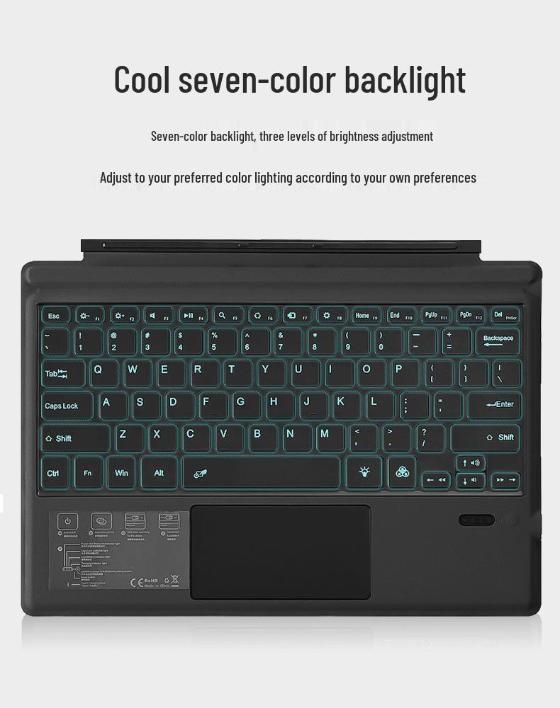 Microsoft Surface Pro7/6/5/4/3 Bluetooth Keyboard - Seven-Color Backlit Touch