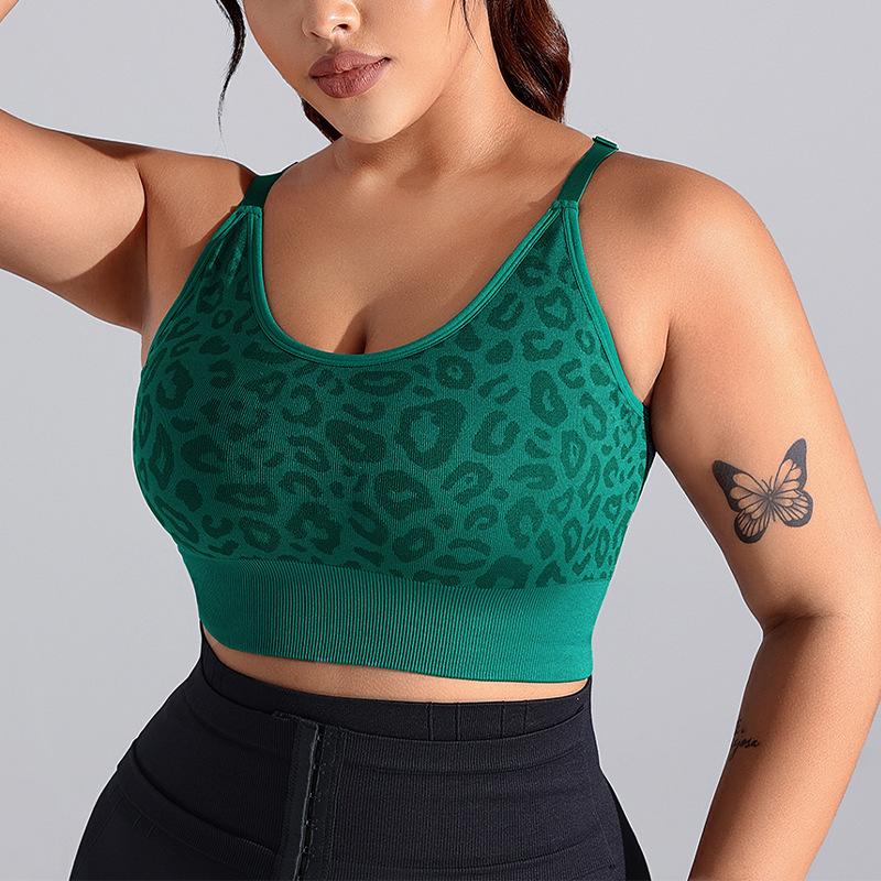Leopard Print Yoga Bra For Women, Twisted Back, Beautiful Fitness Training Vest, Outdoor Running Sports Bra For Women