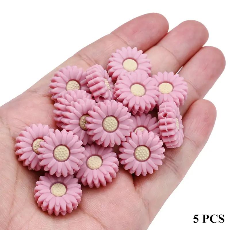 5/15PCS Multi-color Daisy Silicone Beads, 20mm, Suitable for DIY Pen Bead Bracelets, Necklaces, Keychain Accessories, Etc