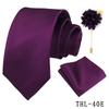 Men's Wine Red Striped Tie, Pocket Square & Brooch Set for Weddings & Banquets