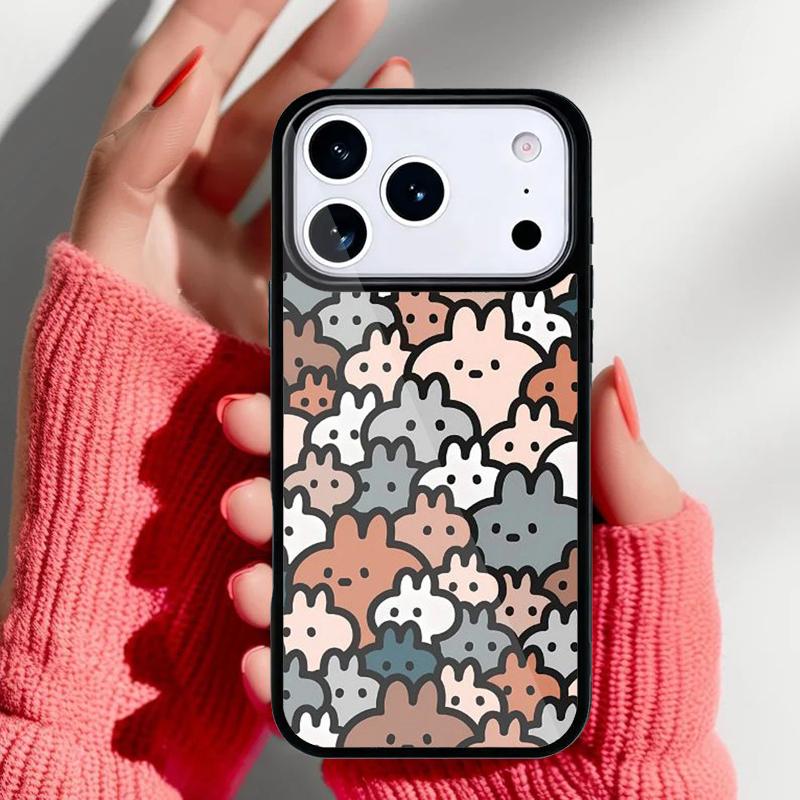 

Rabbit Bunny Pattern soft Phone Case for iPhone 17 Air 16e 15 14 13 Pro Max Back Cover for 12 11 Pro Coque iPhone Air