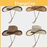 Vintage Cowboy Hat With Large Brim Sunshade And Ventilation For Beach And Hiking