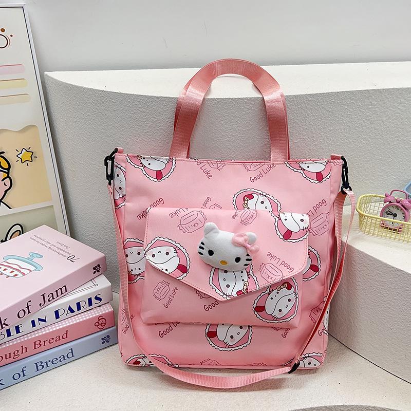 Новая летняя мода универсальная косая пролет большая вместимость новая корейская версия милая нейлоновая сумка через плечо розовый