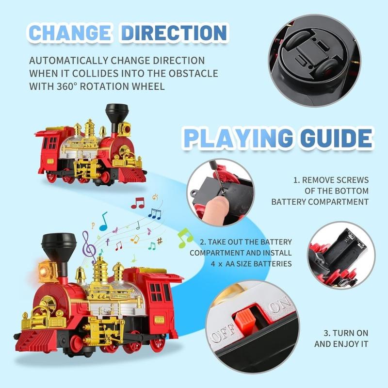 Train Toy for Toddlers Electric Steam Locomotive with Smoke, Light & Sound, Toddler Toy Trucks Ideal Gift for Kids