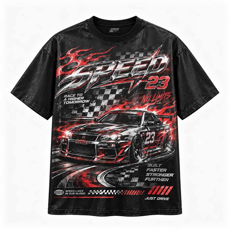 Retro Graphic T Shirt Men Women Hip Hop Gaming Anime Alien Shark Candy Car Print Short Sleeve Streetwear Casual Summer Tee