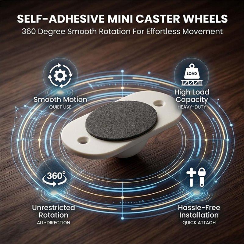 AT19-Self-Adhesive Caster Wheels 40PCS, Mini Stick On Wheels 360° Swivel Appliance Rollers For Kitchen Appliances,Furniture