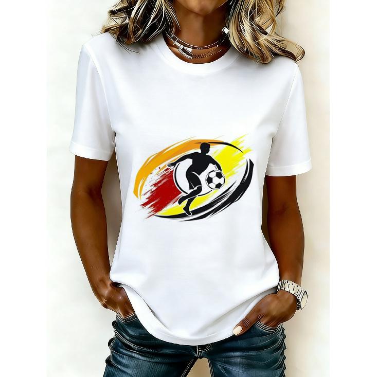 2026 Casual Women's Short-Sleeve T-Shirt with USA-Canada-Mexico World Cup Football Match Print