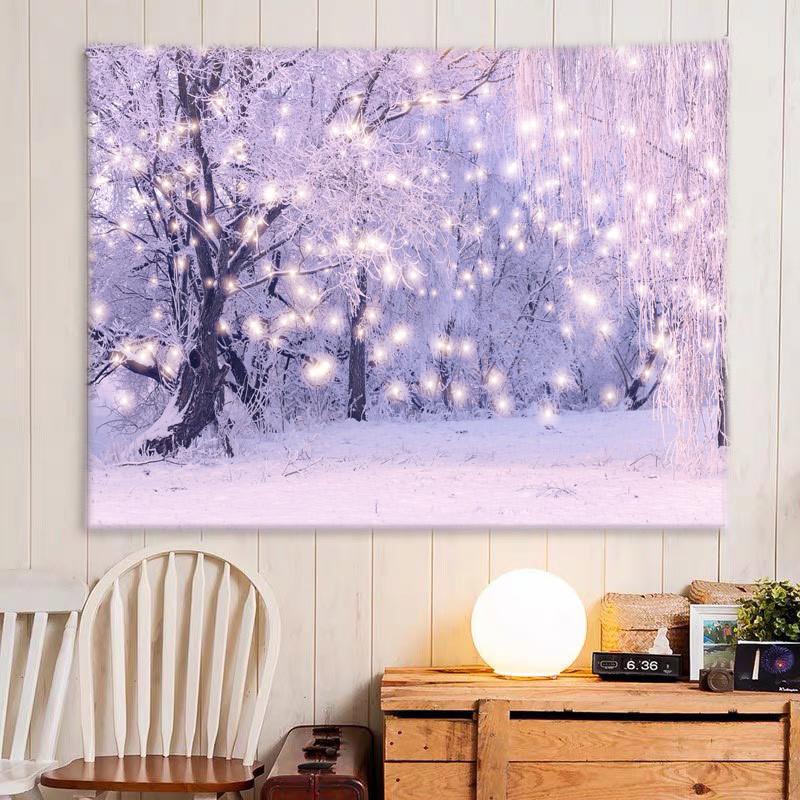 Snowy Pine Forest Tapestry for Living Room and Bedroom Wall Decor - Soft and Cozy Home Decor with Easy Installation