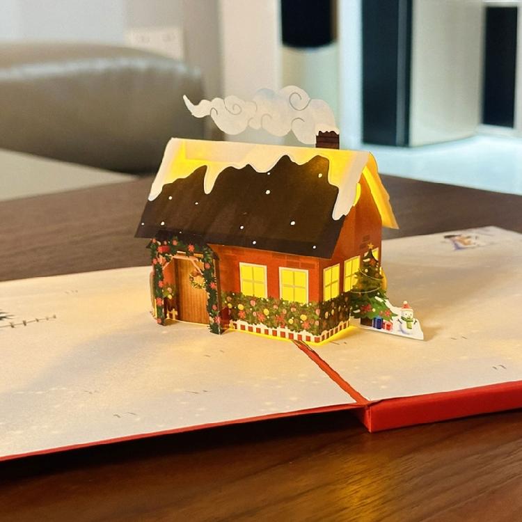 Lighted Up Christmas Greeting Cards Illuminated Christmas Card with LED Light for Kid Adult Winter Holiday Celebration