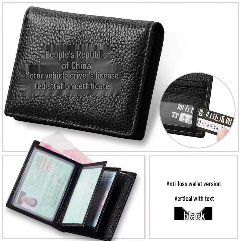 Portofel autentic din piele: Portofel pentru Permis de Conducere, Card Bancar și Card de Autobuz