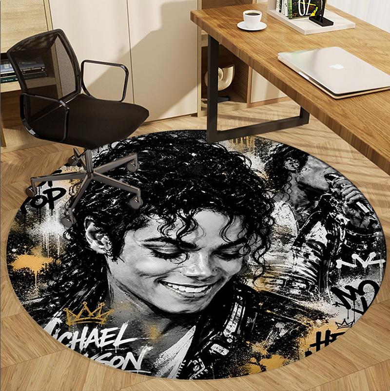 Covor rotund cu model Michael Jackson, Covoraș de interior/exterior, pentru picnic, sală de jocuri, dormitor, birou, sufragerie, Covor pentru decorarea casei, Cadou de ziua de naștere