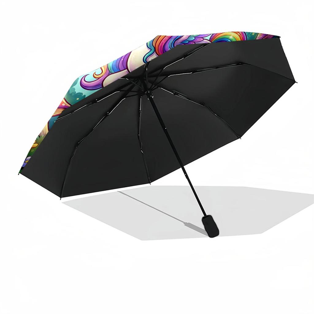 Astral Magic Forest Unicorn Portable Automatic Umbrella Compact 8 Rib Design Durable Plastic Iron Perfect for Outdoor Adventures Fashionable
