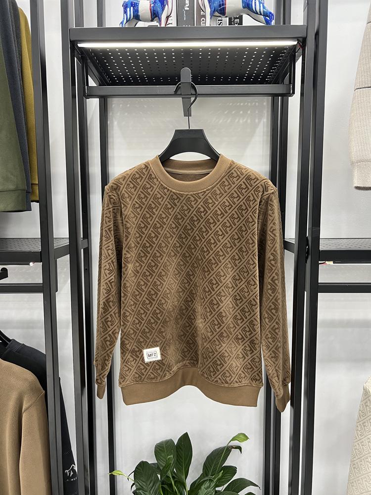 Men's Jacquard Design Round Neck Long Sleeve Warm Hooded Sweater