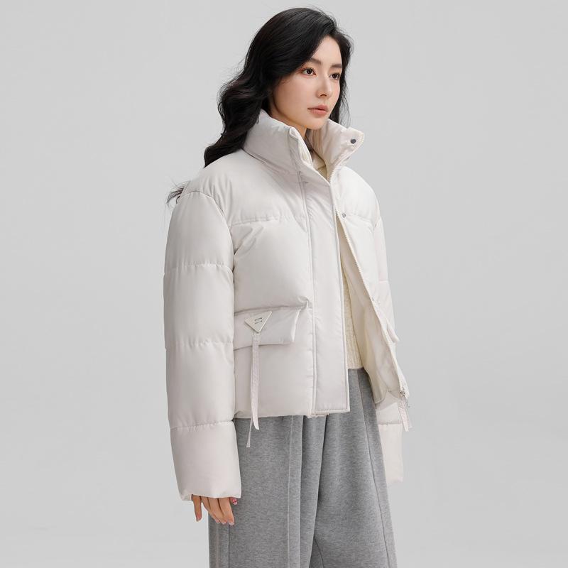 Women's Windproof Stand-up Collar Lightweight Fluffy Warm Cold Loose Short Casual Sports High Quality Fabric Coat Cotton Jacket
