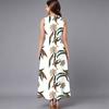 Plus Size Women Sleeveless Crew Neck Dress Beautiful Flower Printed Loose Long Dress For Summer Street Wear