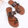 Flat Bottom Slippers Women New Solid Color Round Head Set Toe Outer Wear Casual Large Size Sandal Drags