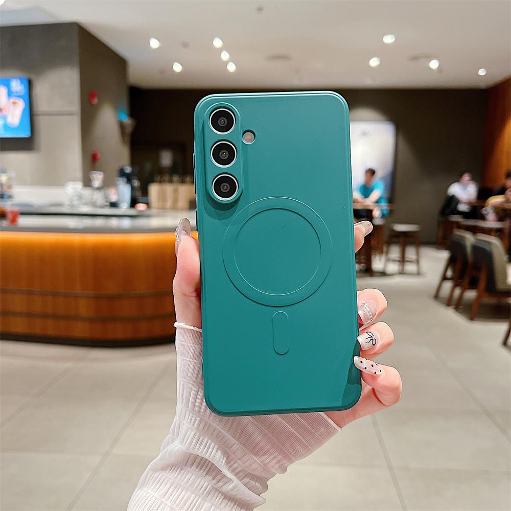 Fashion Colorful Silicone Magnetic Phone Case for Samsung Galaxy A57 A37 A27 A17 A07 A56 A16 A36 A26 A55 A35 A15 Wireless Charge Camera Protect Cover