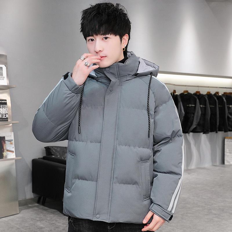 Zimowe bawełniane ubrania z kapturem i pogrubione męskie codzienne modne ciepłe bawełniane ubrania kurtka ubrania typu chleb odzież męska