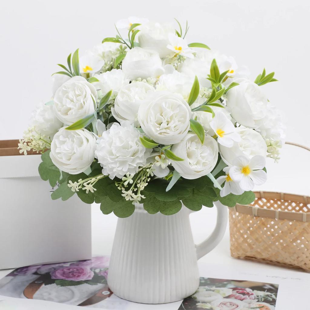 Peonies Artificial Flowers Artificial Peonies Silk Flowers  Fake Peony Bouquet For Bridal Shower Decorations Wedding Table Centerpiece