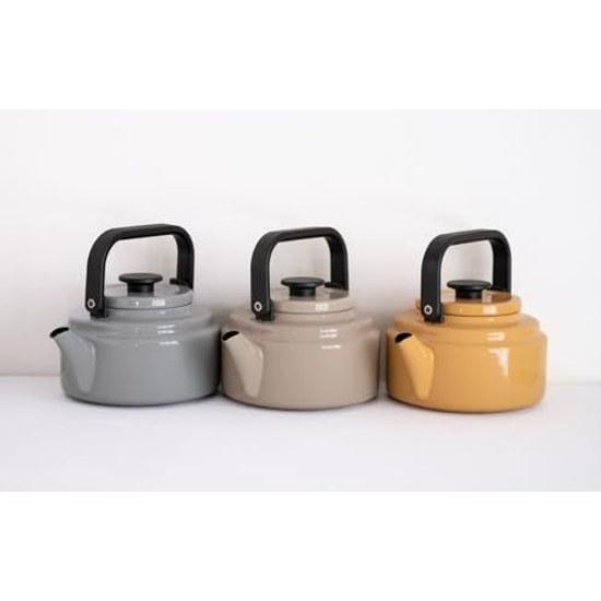 Nodahoro Kettle 2.0L Enamel Gas IH Compatible Made Japan Am Beige AM-20KBE