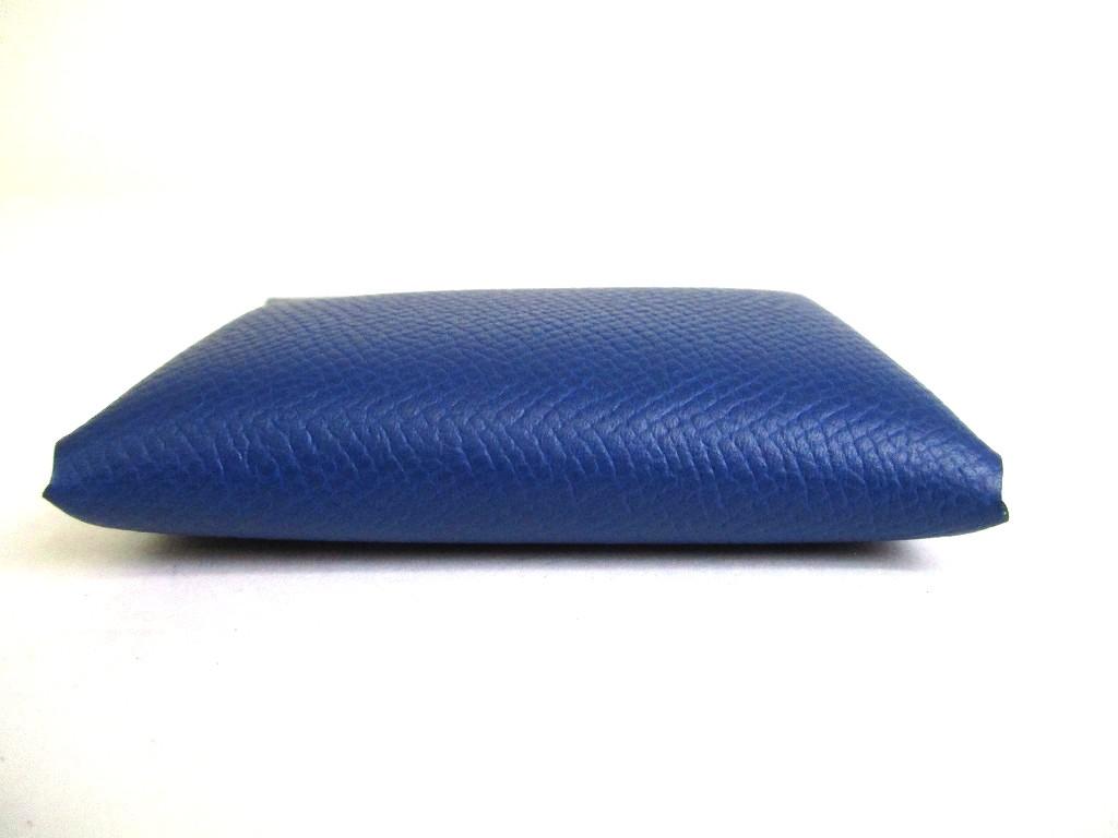 Authentic HERMES Blue Brighton Veau Epson Leather Coin Purse Bastia #b267 Open box