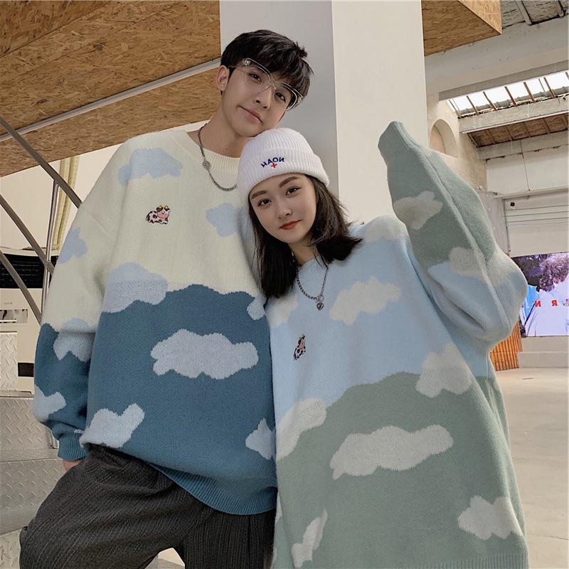 Japanese Cute Cloud Sweater - Unisex Retro Loose Winter Wear
