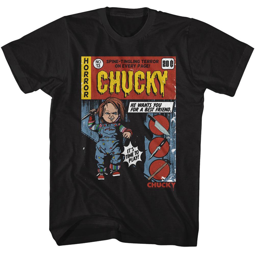 Childs Play Chucky No 13 Comic Book Cover Spine Tingling Terror Men T Shirt S