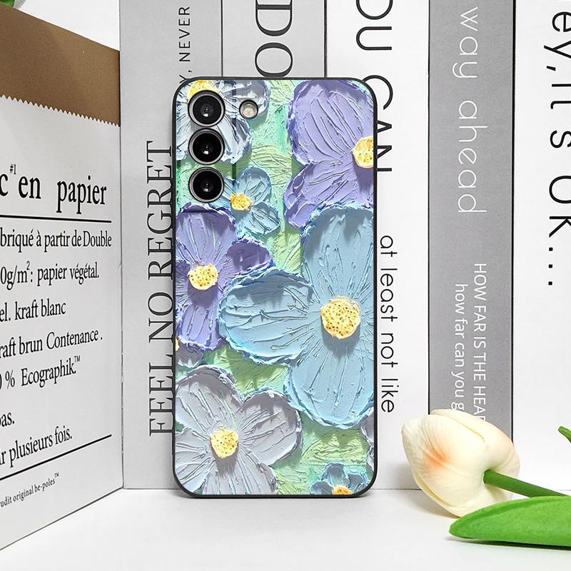 Art Oil Painting Flower Phone Case for Samsung S25 S24 S23 Ultra S22 Plus S21 S20FE S25edge M54 M55 5G Soft Silicone Back Covers