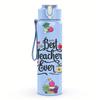 1PC Best Maitresse Floral Wreath Letter Text 750ml Color Plastic Water Bottle Leakproof Flip Straw Lid For Sports Office Home Use