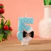Number Shape Birthday Candle with Decorative Bow Tie Design for Cake Decoration Children Baking Party Supplies 0 To 9 Digit Candles