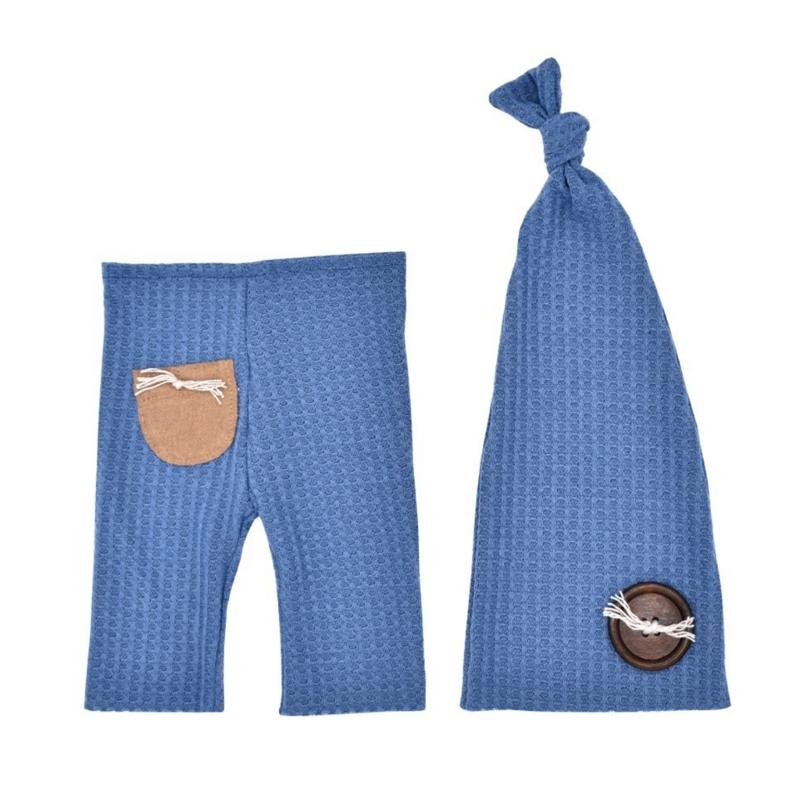 

Birthmark Hat & Pants Set Long Tail Hat Pants set Baby Costume Outfit for Newborn Photography Gift for Infant Families синий